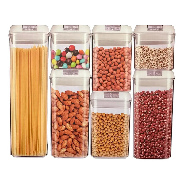 Set 7 contenedores táper tupper herméticos para alimentos con tapa Set 7 contenedores táper tupper herméticos para alimentos con tapa