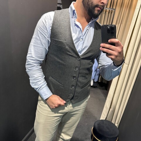 Chaleco de Lana Gris Melange