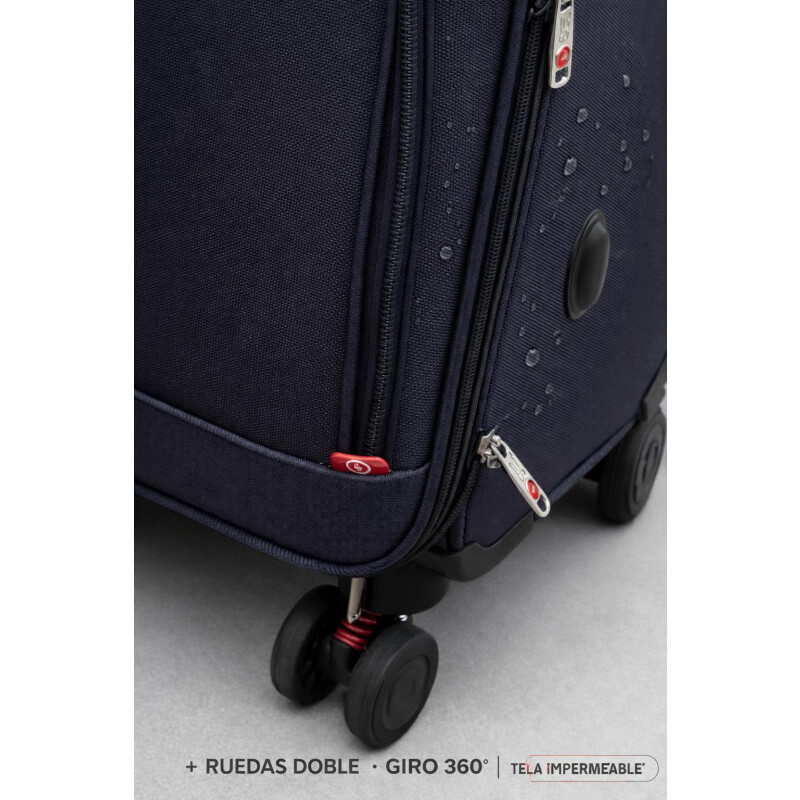 Set de Valijas de Tela con Ruedas | Livianas y Resistentes Negra