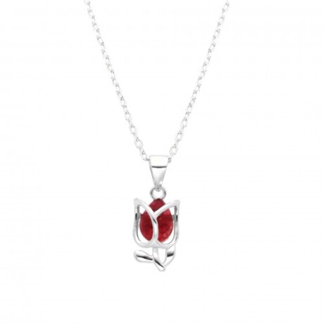 Conjunto de cadena y dije de plata 925 y cristal, rosa. Conjunto de cadena y dije de plata 925 y cristal, rosa.