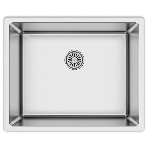 PILETA SIMPLE 40x50x22.8cm R15 1.20MM C/DESAGUE Y VALVULA SATIN BRUSHED GRIS