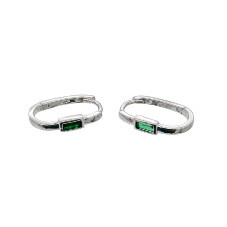 Par de aros de plata 925 rodinada con circonia. Par de aros de plata 925 rodinada con circonia.