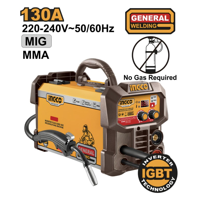 Soldadora Inverter Ingco FCAW MIG/MMA 130A 220-240V Soldadora Inverter Ingco FCAW MIG/MMA 130A 220-240V