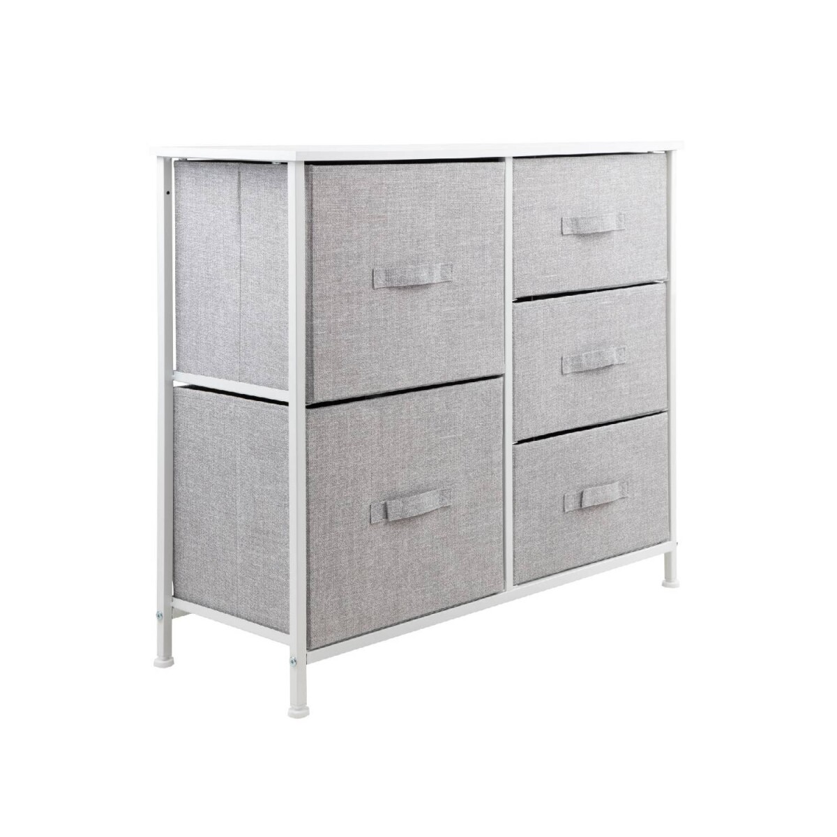 Comoda cajonera 5 cajones tela 80x30x70 cm - Gris 