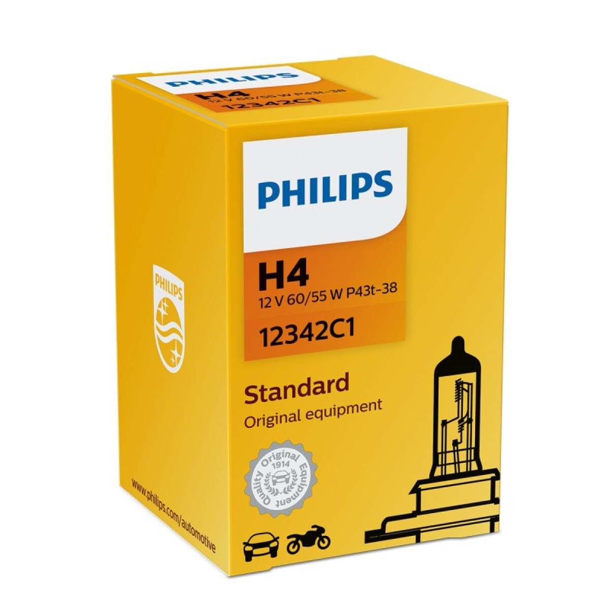 LAMPARA - HALOGENA 12V 60-55W H4 P43 = 01661 PHILIPS 