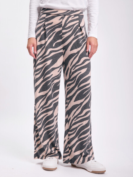 Pantalón tejido estampado Beige