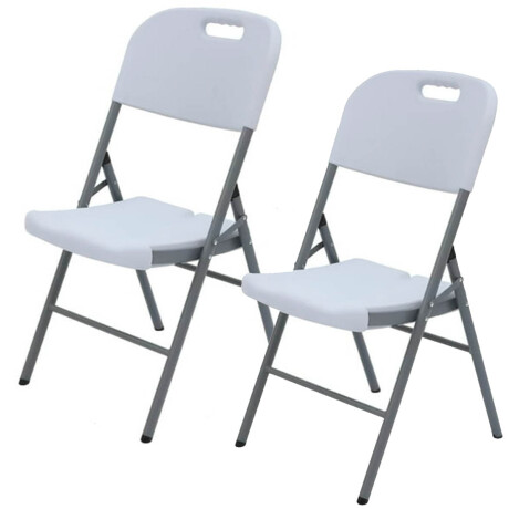 Sillas Plegables Metal Set X2 Jardín Hogar Camping Blanco