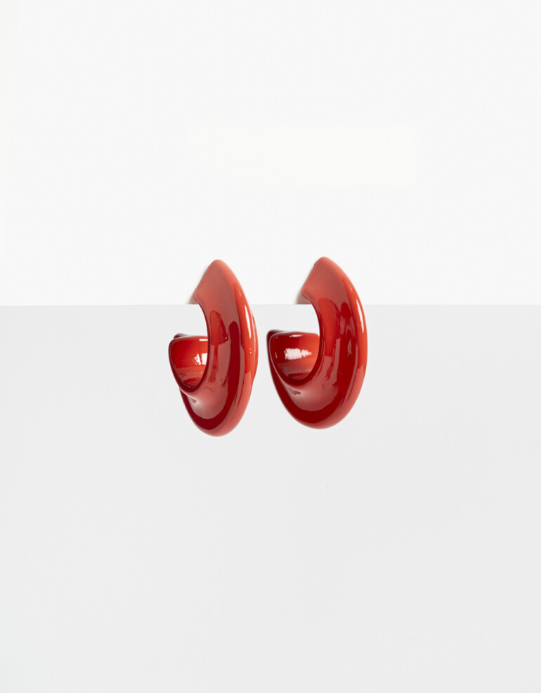 Aros Argollas Color Aros Argollas Chunky - Rojo Cereza