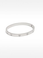 Pulsera Rígida Con Cristales - Acero Inoxidable plateado