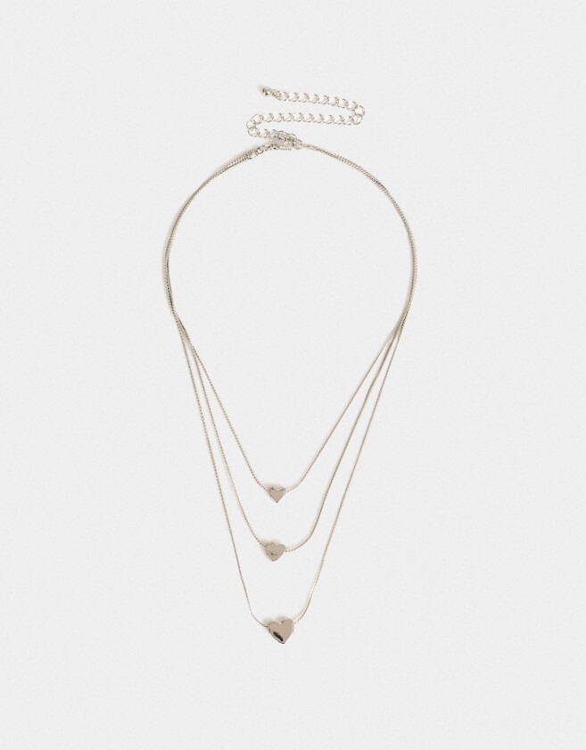 Collares Cortos Con corazón Collar Con Corazones - Plateado
