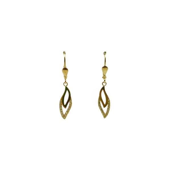 Caravanas pendiente vintage con Zirconia - Oro bajo- Zironias- CA8413 sinpiedra
