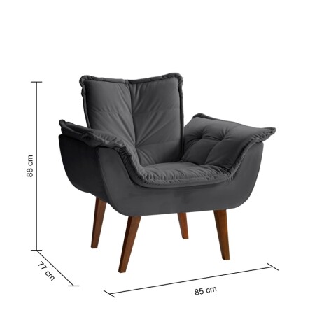 SILLON Butaca MALU Poltrona con asiento y espaldar de espuma revestido en terciopelo - Grafito SILLON Butaca MALU Poltrona con asiento y espaldar de espuma revestido en terciopelo - Grafito