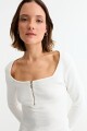 Remera m/l con cierre frontal BLANCO