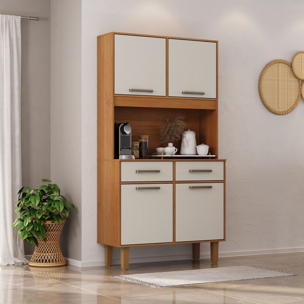 Kit mueble de cocina Pop Plus 4 puertas 2 cajones Cinamomo/Arena