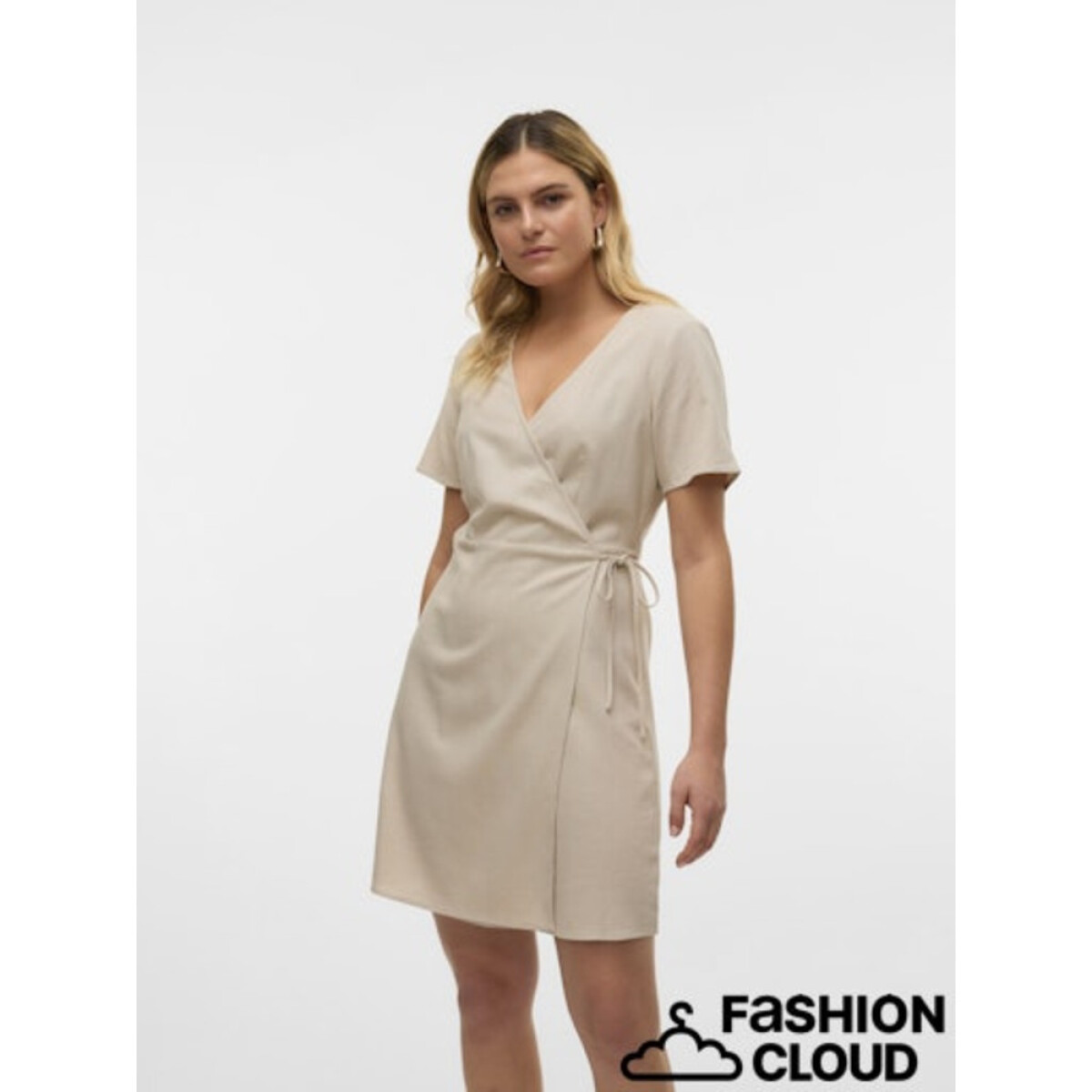 VMMYMILO S/S SHORT WRAP DRESS WVN GA - Silver Lining 