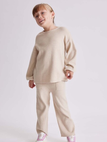 Pantalón de punto Beige Melange