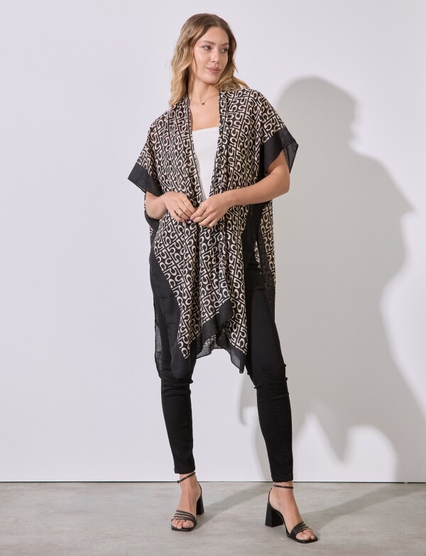 Kimono Printed NEGRO/BEIGE