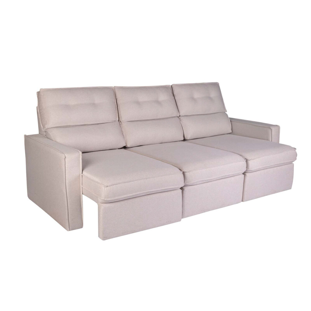 SOFA RETRACTIL 3 CUERPOS TELA NATURAL-BEIGE AMBAR BEIGE