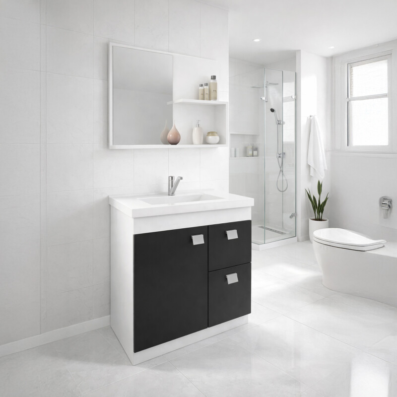 Mueble Para Baño Mgm Móveis Kit Hortencia Con Bacha Color Blanco Y Mueble Blanco/negro Mueble Para Baño Mgm Móveis Kit Hortencia Con Bacha Color Blanco Y Mueble Blanco/negro