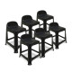 Banquetas x6 con respaldo apilable resistente NEGRO