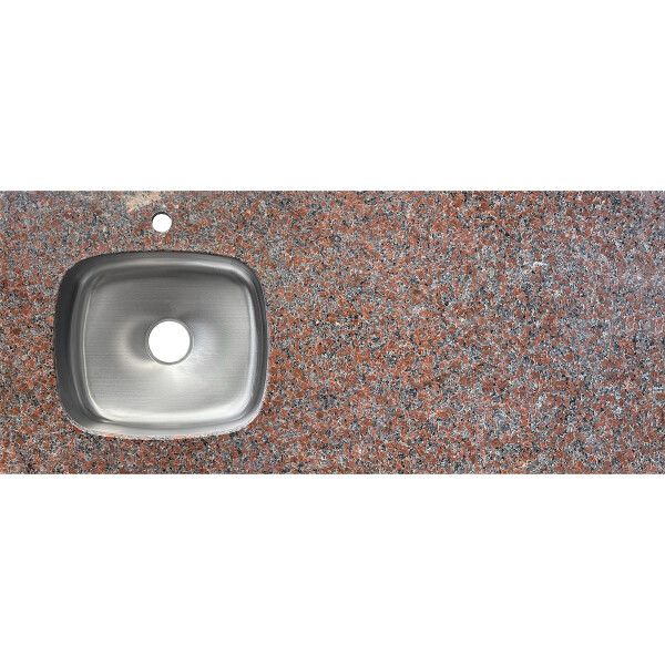 MESADA DE GRANITO RED BRASILIA CON PILETA IZQUIERDA Y HUECO PARA GRIFERÍA / 122X52 CM Mesada De Granito Red Brasilia Con Pileta Izquierda Y Hueco Para Grifería / 122x52 Cm