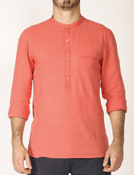 012105 CAMISA HARRINGTON LABEL DE LINO Coral