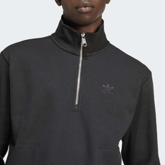 Buzo Adidas Trifolio Essentials Waffle 1/2 Zip Negro