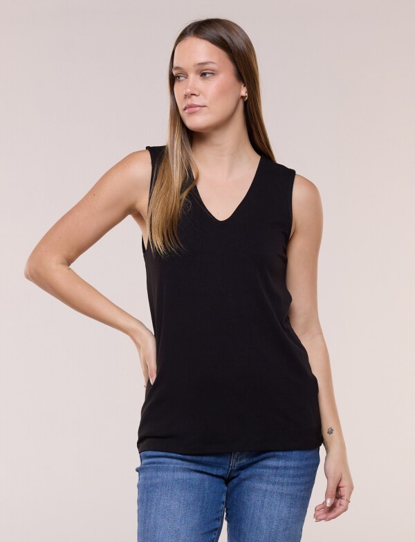 Musculosa Basica Escote V NEGRO