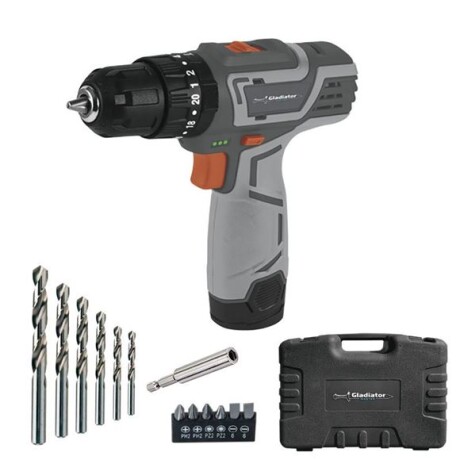 TALADRO ATORNILLADOR GLADIATOR TG410/12K1 12V C/VALIJA Y ACCESORIOS TALADRO ATORNILLADOR GLADIATOR TG410/12K1 12V C/VALIJA Y ACCESORIOS