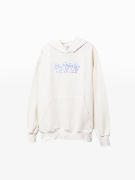 HOODIE BLUE STITCH BEIGE