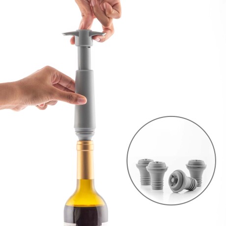 SACA CORCHOS C/4 TAPONES ABS-PP-Y-TPE GRIS V0103805