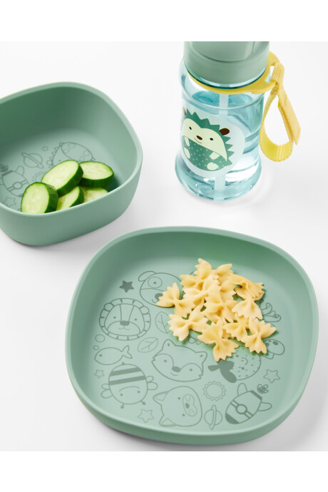 Plato de silicona, verde Sin color