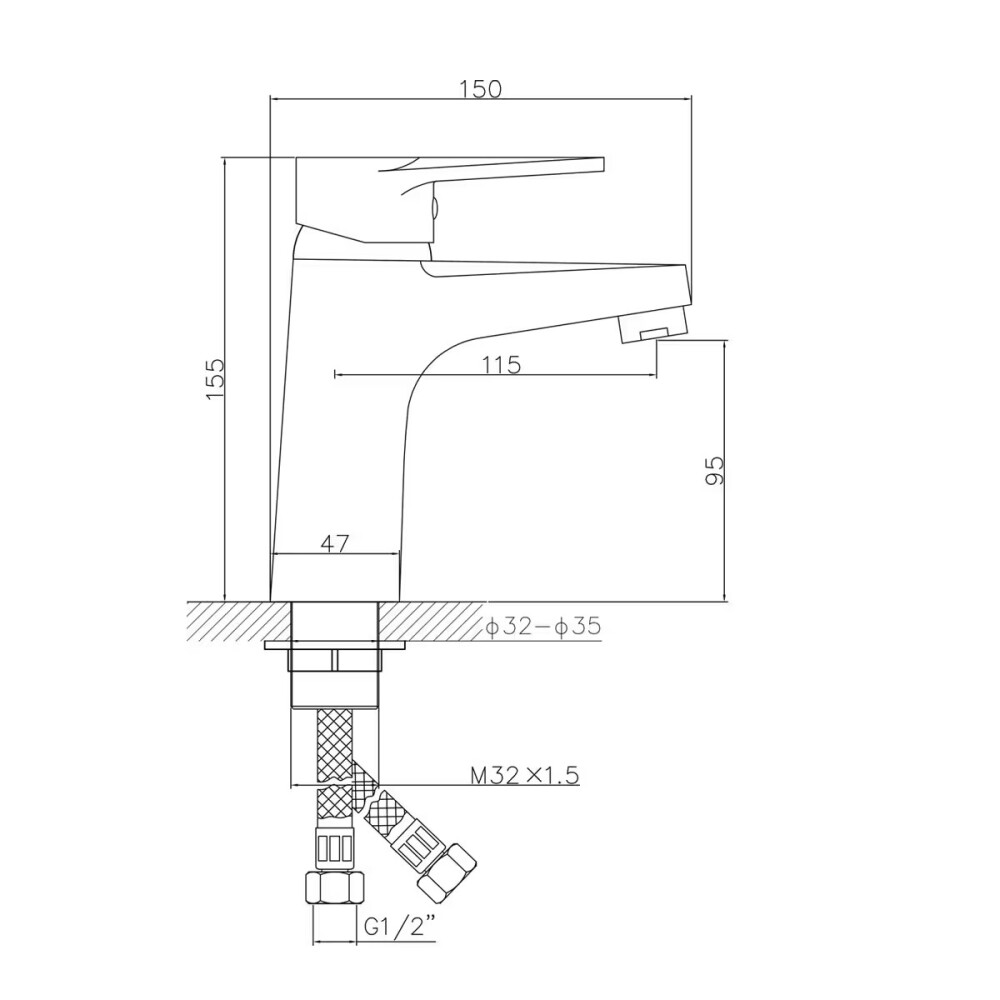 Grifería de lavatorio Monocomando de mesada Match cromado brillante Grifería De Lavatorio Monocomando De Mesada Match Cromado Brillante
