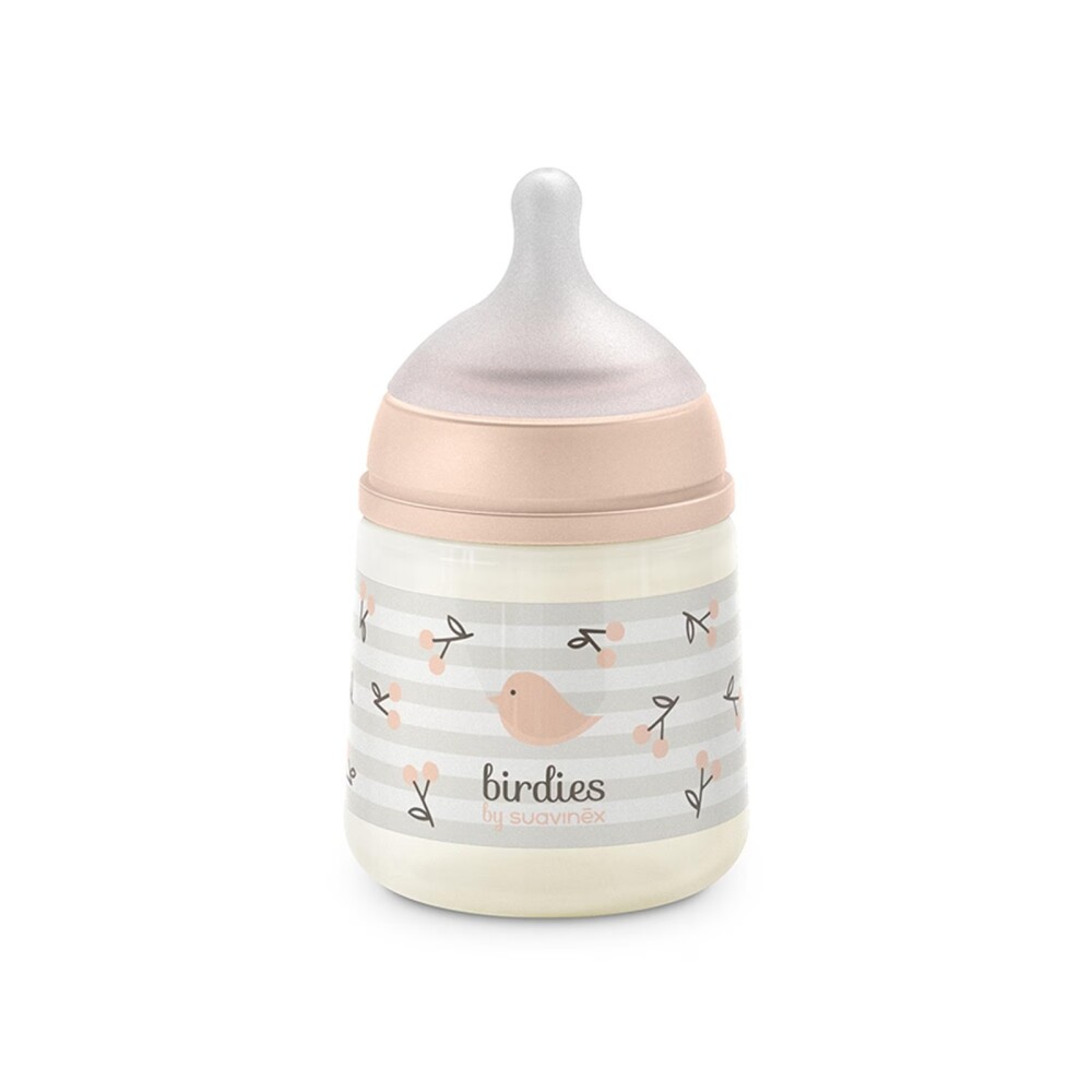 Biberón 150ml suavinex tetina fisiológica SX Pro - Birds rosado