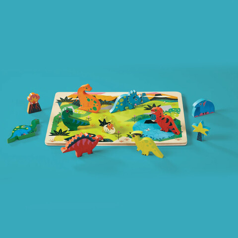 Puzzle Madera Crocodile Creek 16 Piezas con Base Dinosaurios