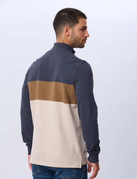 REMERA POLO RAYADA DE ALGODÓN Azul