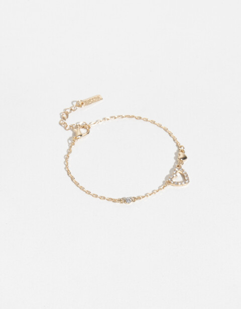Pulseras Flexibles Strass Pulsera Con Corazón - Dorado