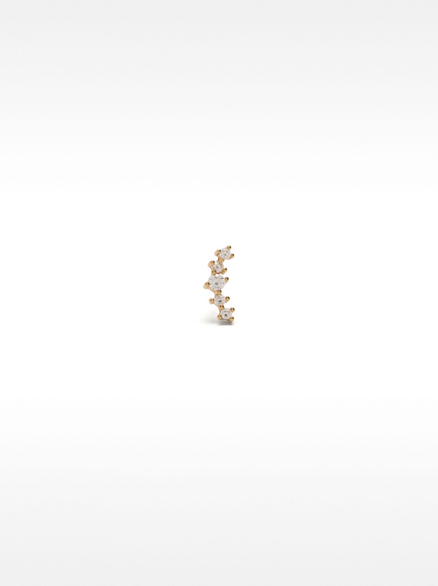 Pendiente Individual Con Circonitas - Plata De Ley 925 - dorado 