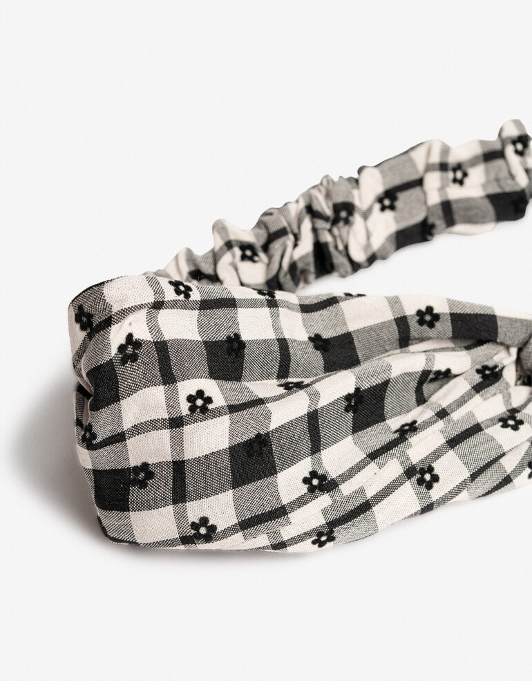 Vinchas Textiles Estampados Vincha Recta Con Nudo Cuadrillé - Estampado Geometrico