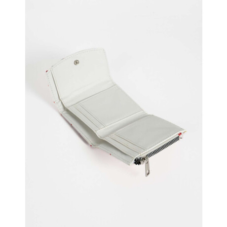 Billetera Cuerina Solapa Flores Estampado Rayas