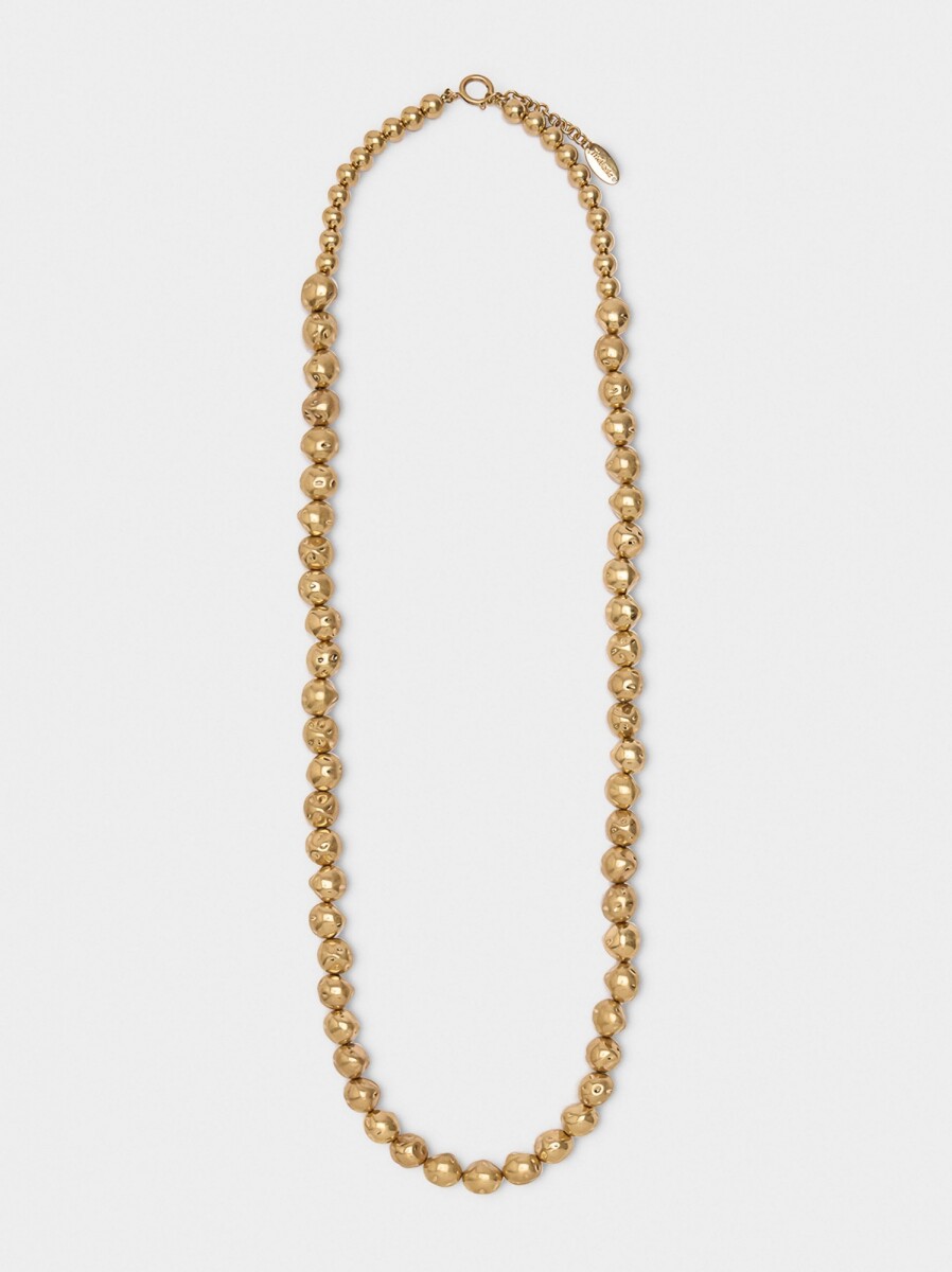 Collar Largo Con Esferas - dorado 