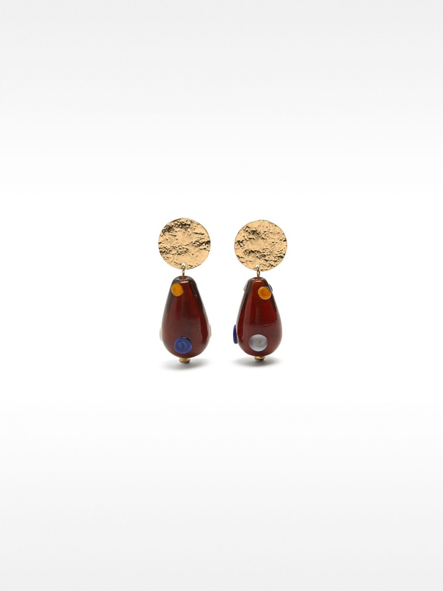Pendientes Largos Con Vidrio multicolor