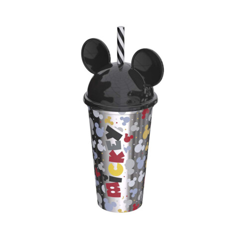 Vaso Plástico Milk Shake con Forma y Pajita Mickey 500 ml U