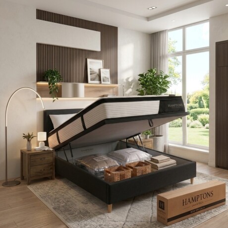 Sommier 2 Plazas THM Hybrid Cobalt Smart Box Baúl Negro