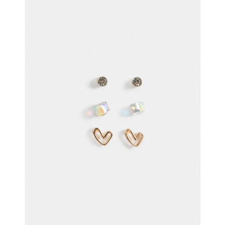 Aros Sets Con corazón Dorado