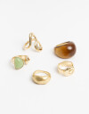 Sets Anillos Color Set 5 Anillos Mix Materiales - Dorado
