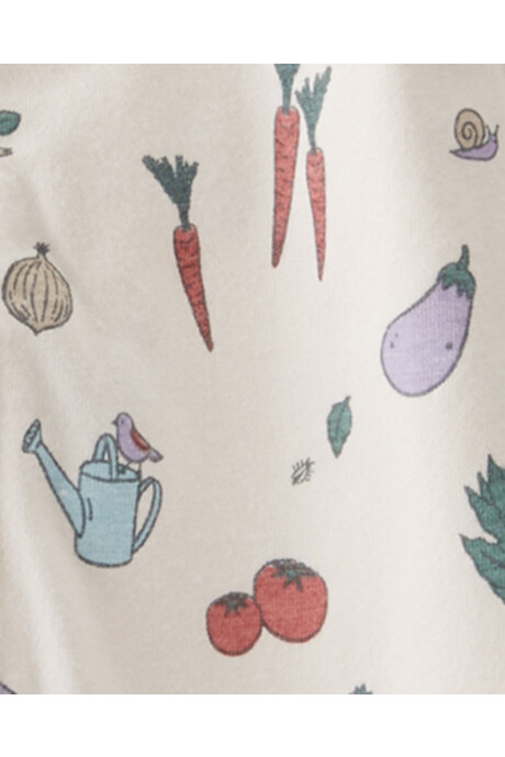 Pijama una pieza de algodón orgánico, con pie, diseño huerta Sin color