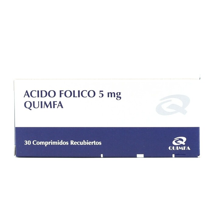 ACIDO FOLICO 5 MG. QUIMFA CJ X 30 COMP. única