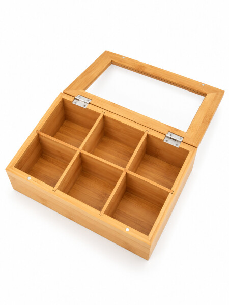 CAJA DE TE BAMBU 6 ESPACIOS MADERA