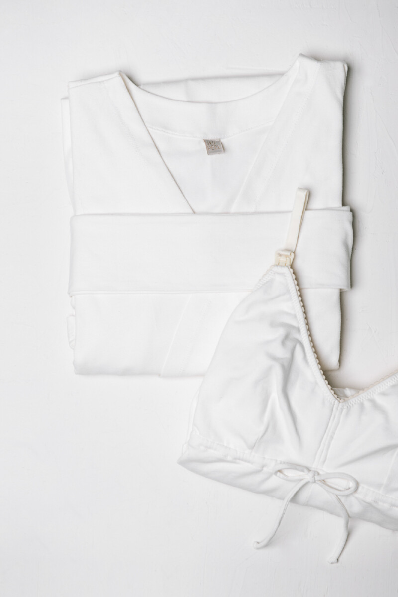 Pack Maternal Aurora – Camisón de Algodón + Bata | Hecho en Uruguay Crema